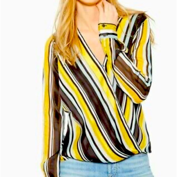 Parker Women's Lola Long Sleeve v-Neck Draped Blouse, Raya Size XS - Picture 1 of 8